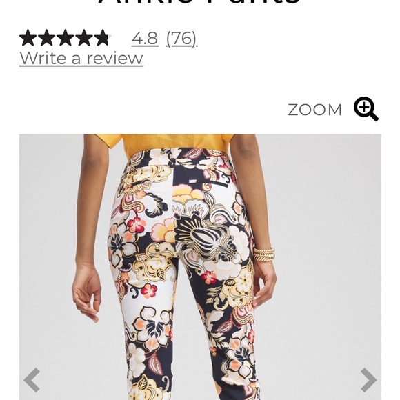 CHICOS BRIDGITTE WARM FLORAL ANKLE PANT SIZE Chicos 2 which is Size 12 - Picture 3 of 8
